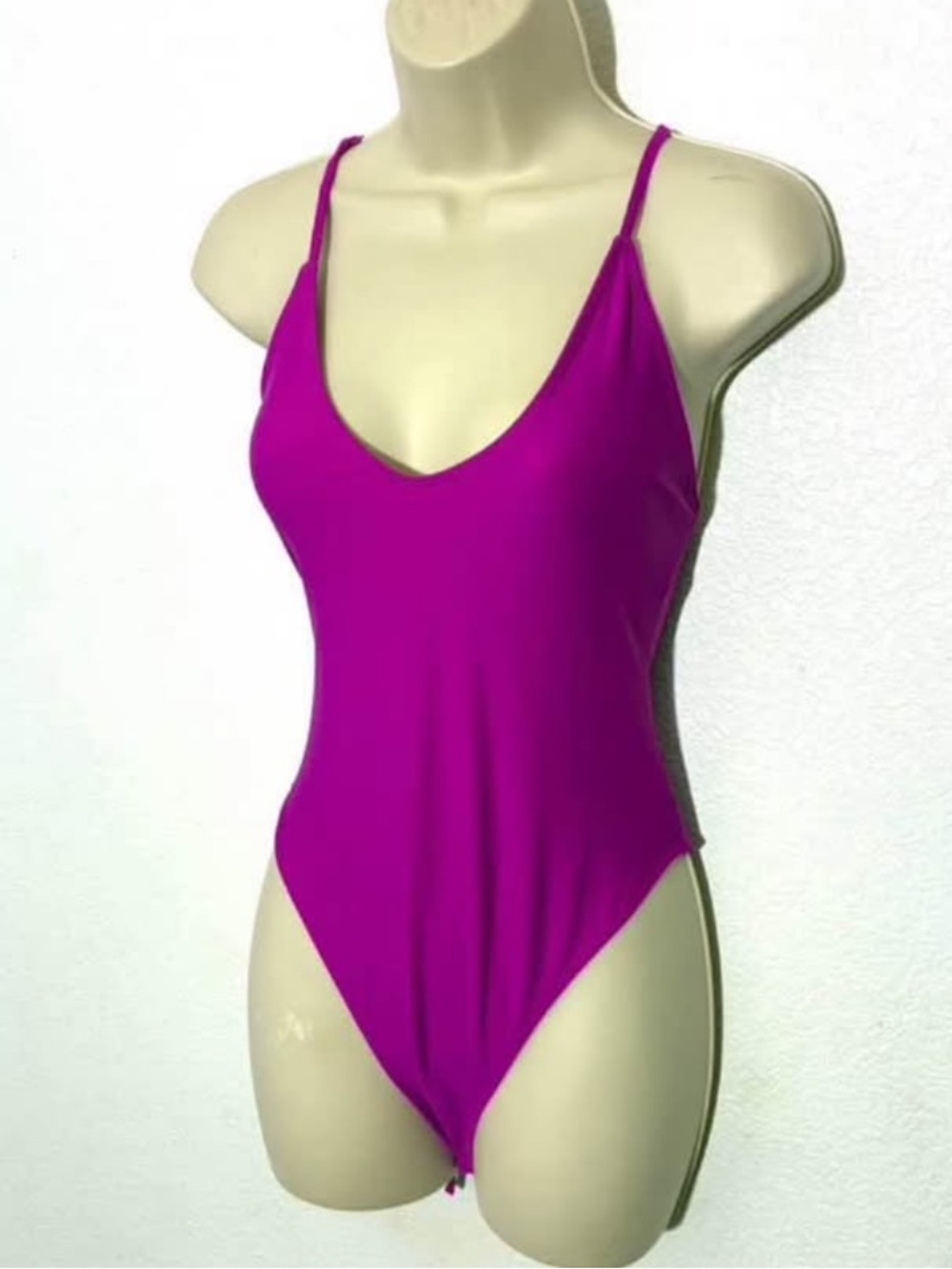 Girls' Magenta One-Piece Swimsuit - Classic Scoop Neck size Large